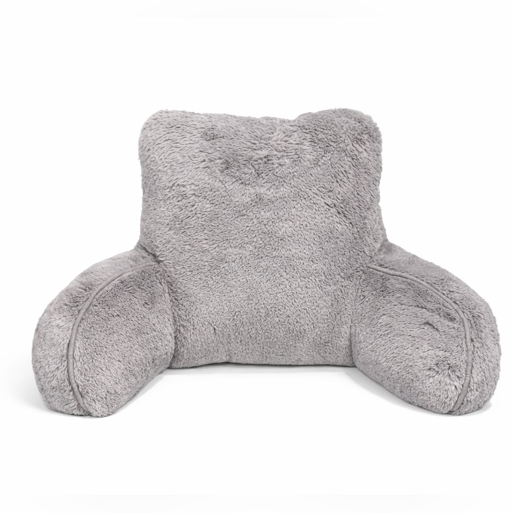 Plush Backrest Reading Pillow Gray